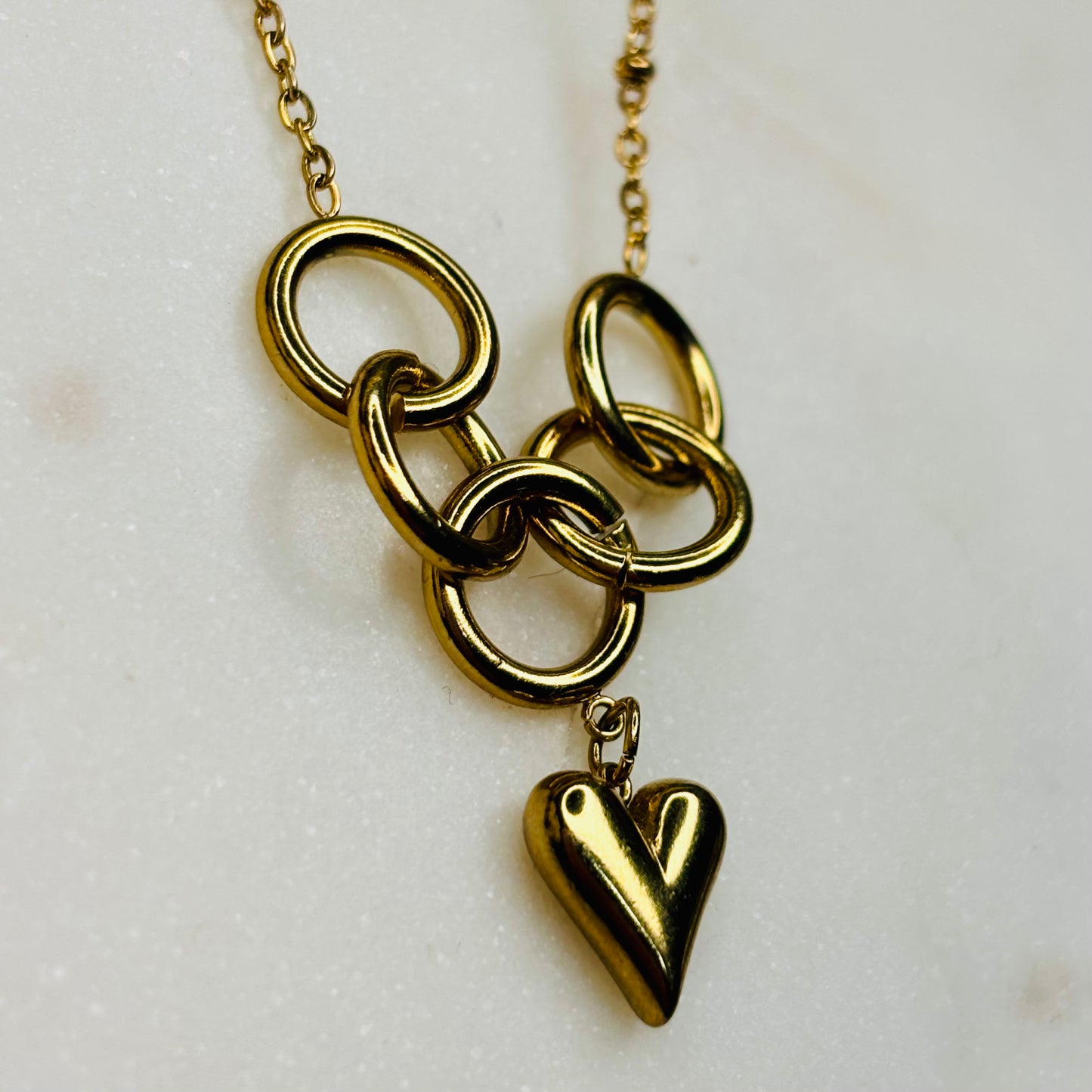 Golden Heart-Hoops Necklace