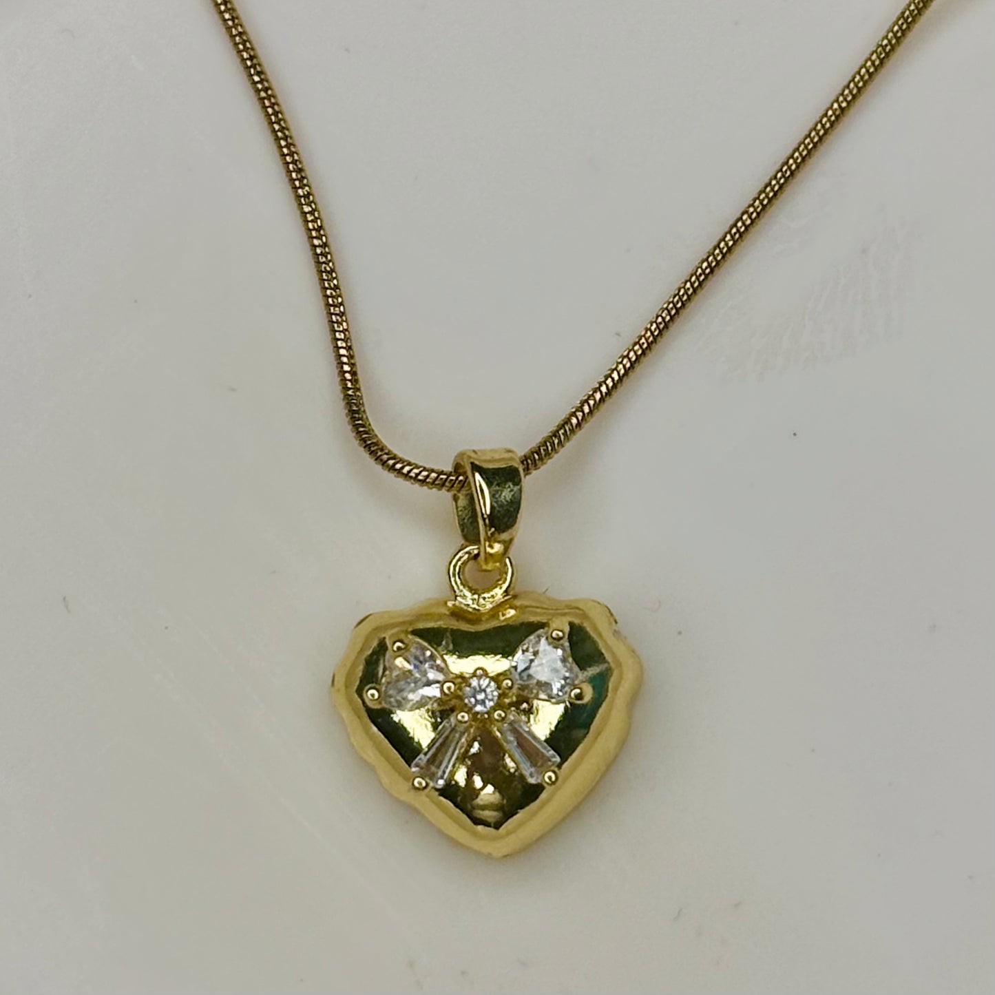Golden Heart Bow Necklace
