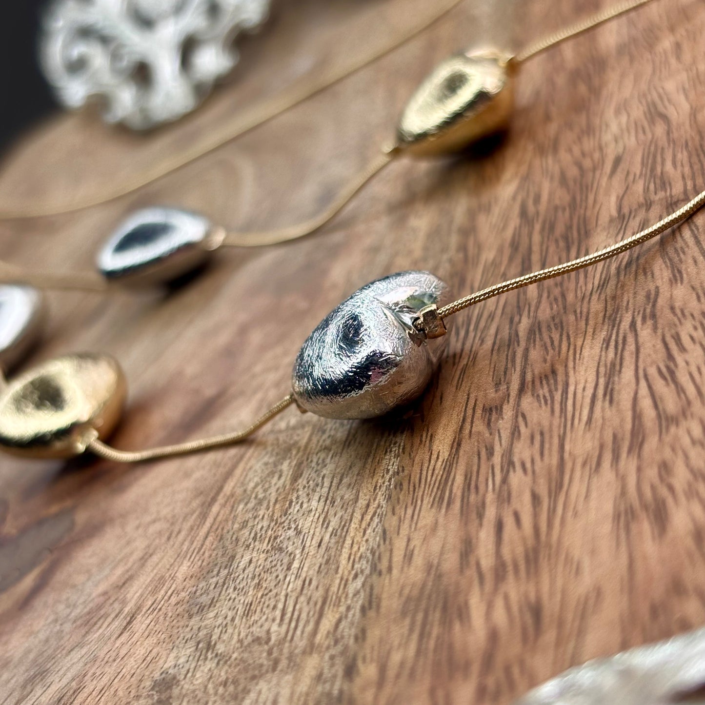 Dual-Tone Floating-Hearts Necklace