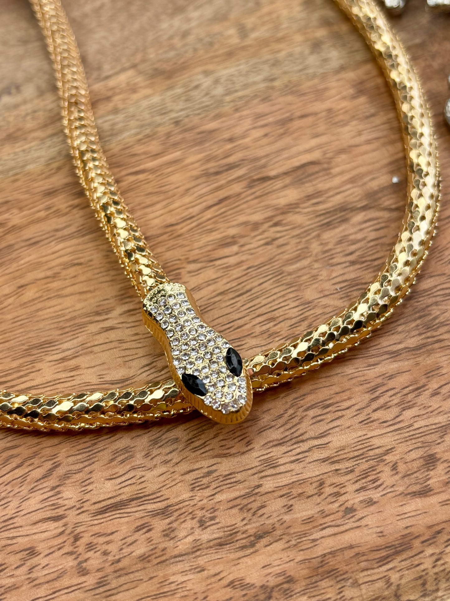 Golden Serpent Magnetized Tie Necklace