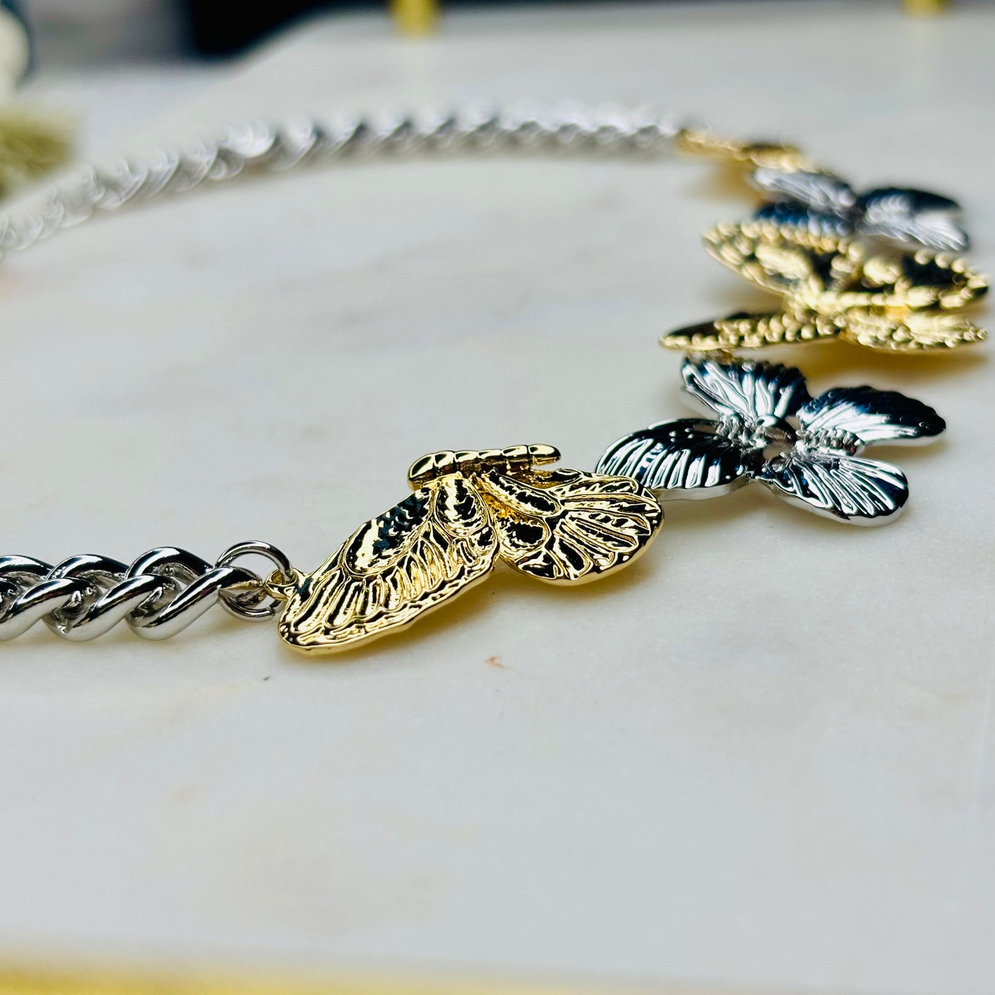 Two-Tone Butterfly Necklace