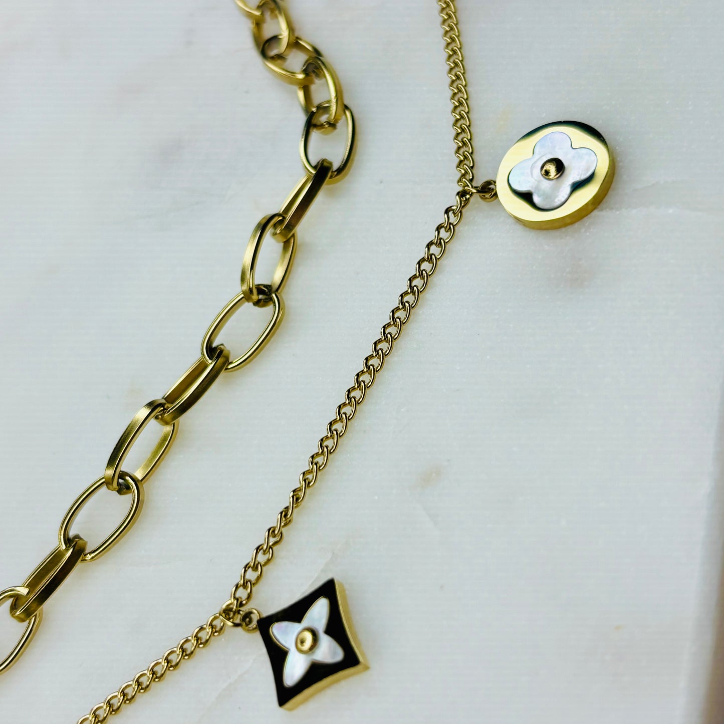 Golden Layered Clover Necklace