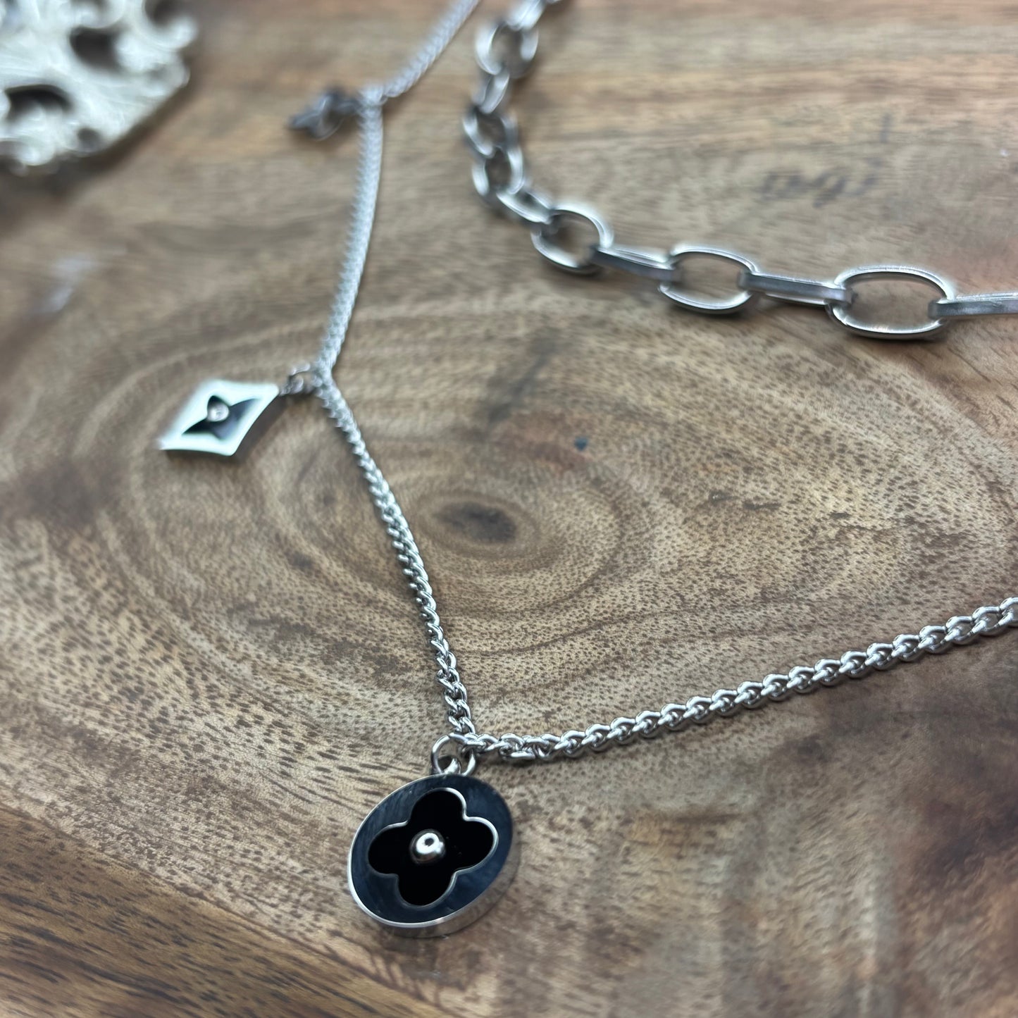 Midnight Silver Layered Necklace