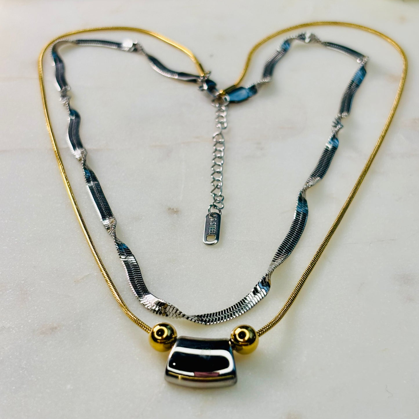 Geometrical Dual Tone Necklace