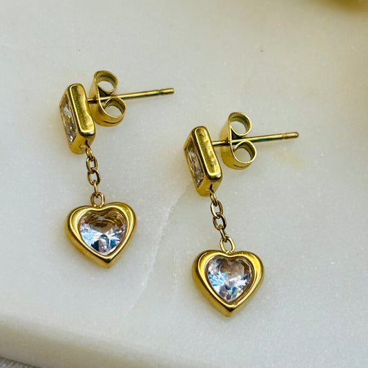 Cute Crystal Heart Danglers