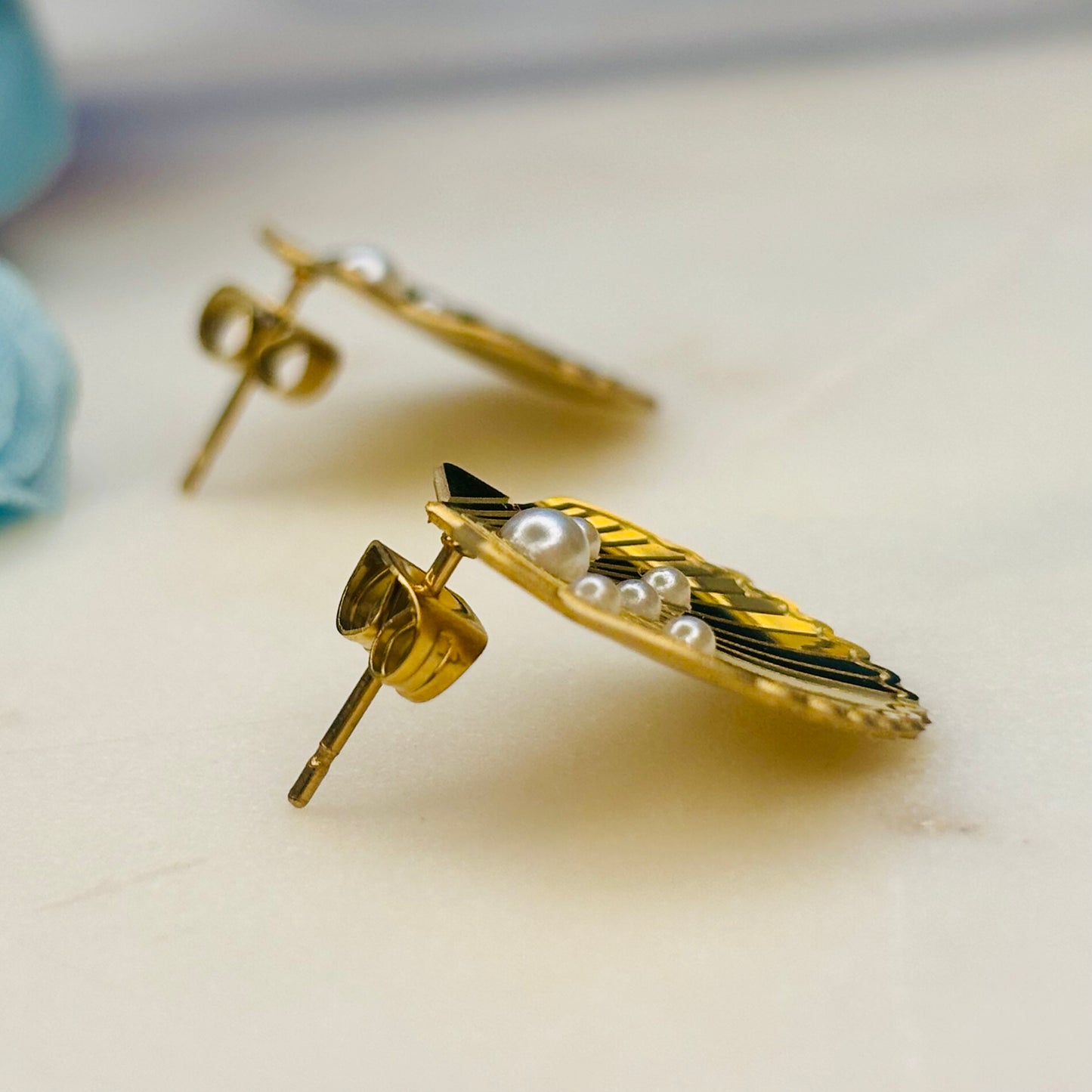 Seashell Pearl Studs