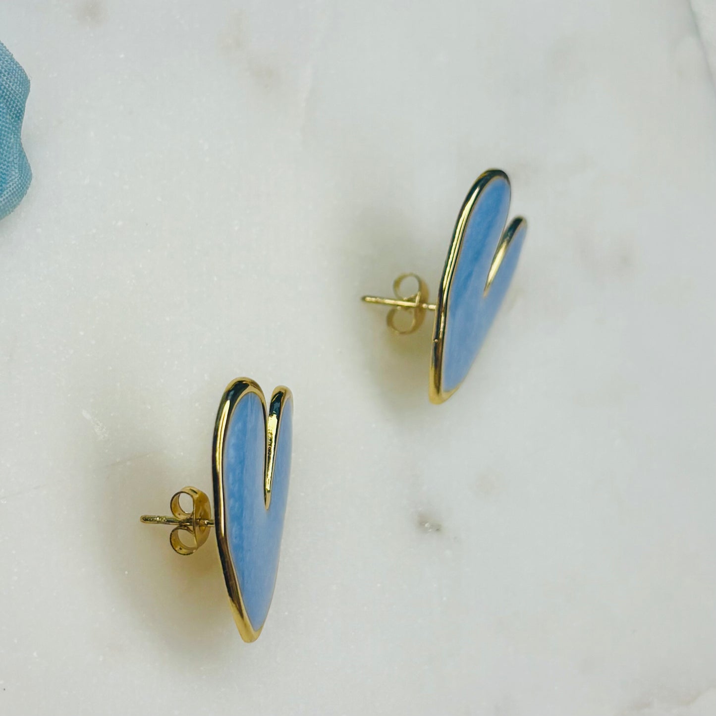 Blue Heart Studs