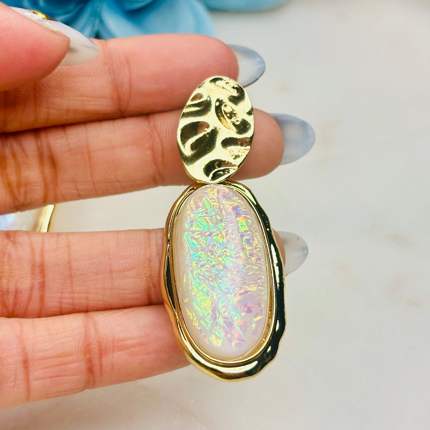 Pearl-White Crystal Danglers