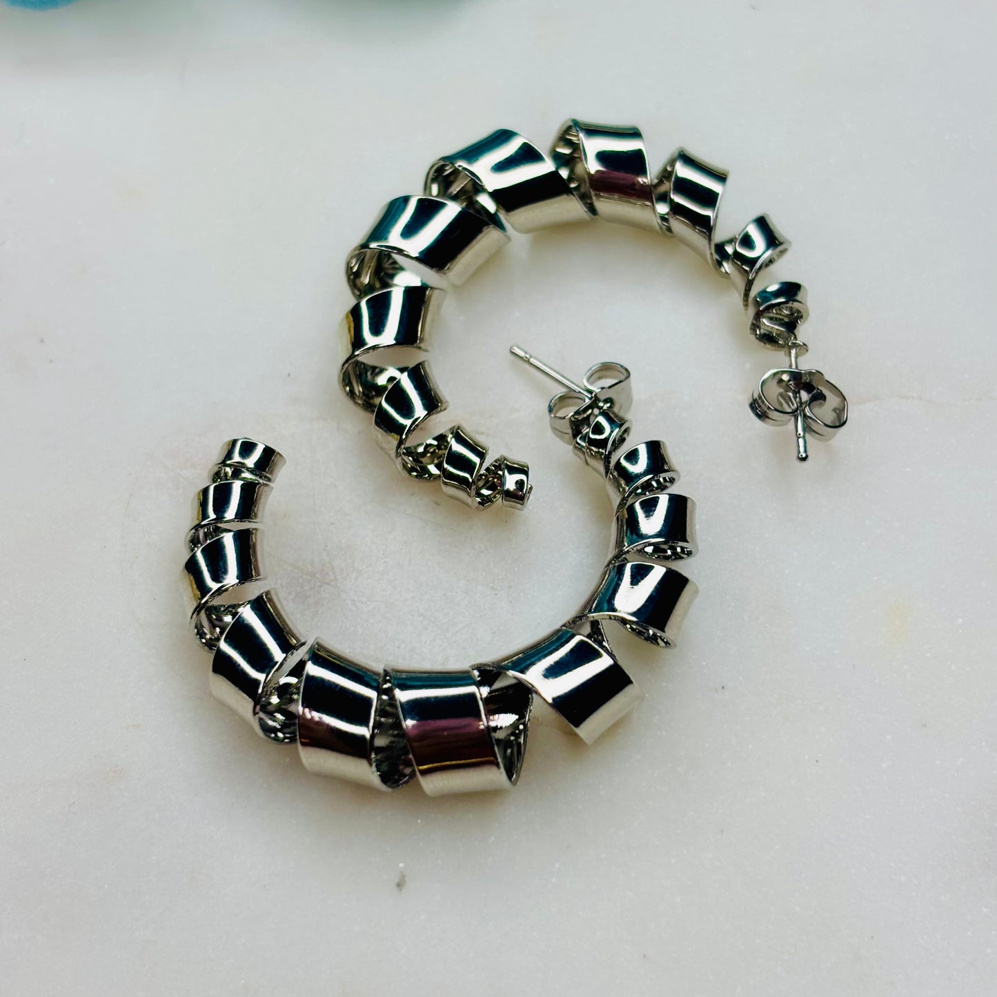 Silver Spiral Hoops