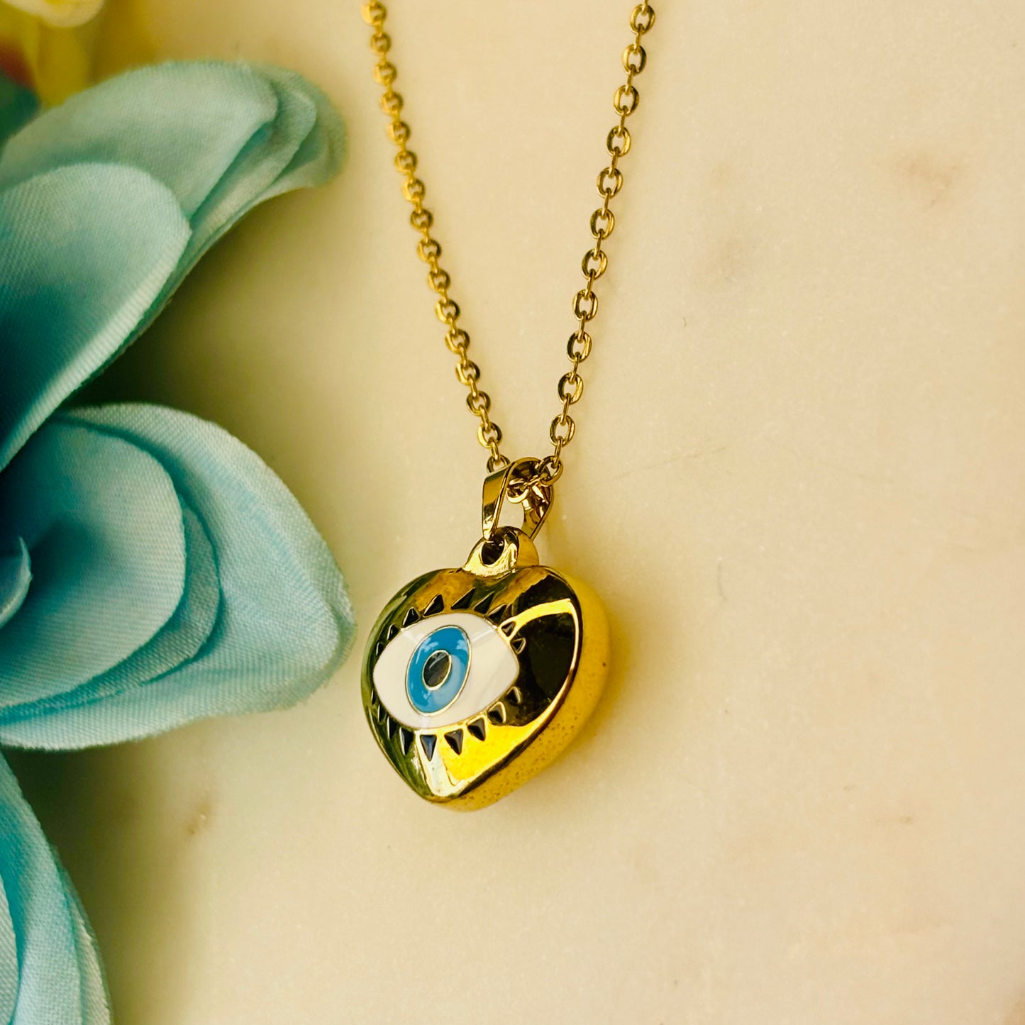 Evil-Eye Heart Necklace