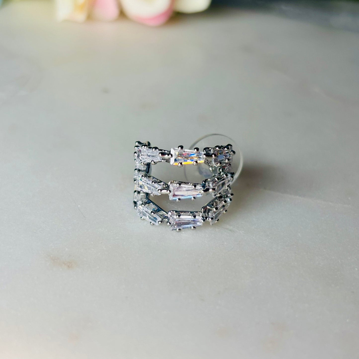 Crystal Cage Silver Studs