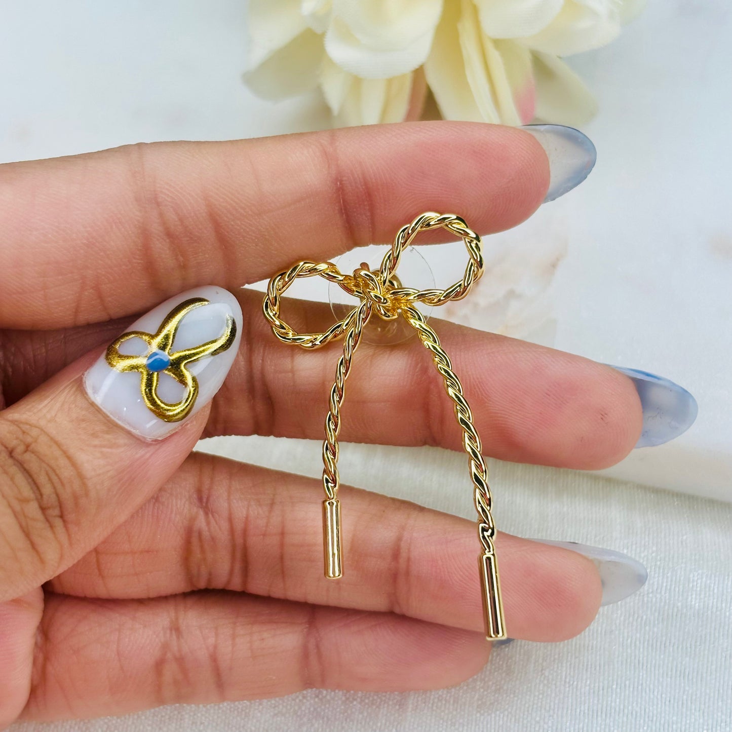 Twisted Bow Drop Earrings