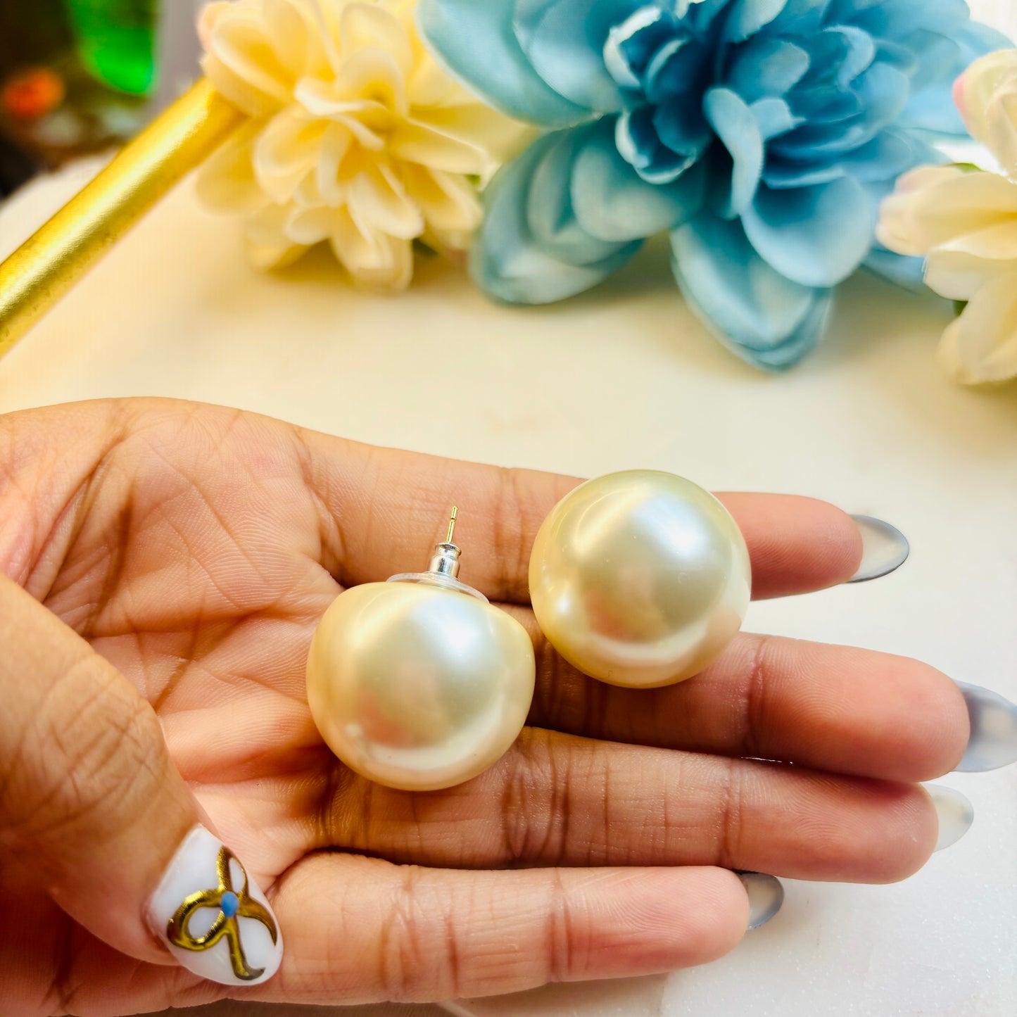 Milky-White Pearl Studs