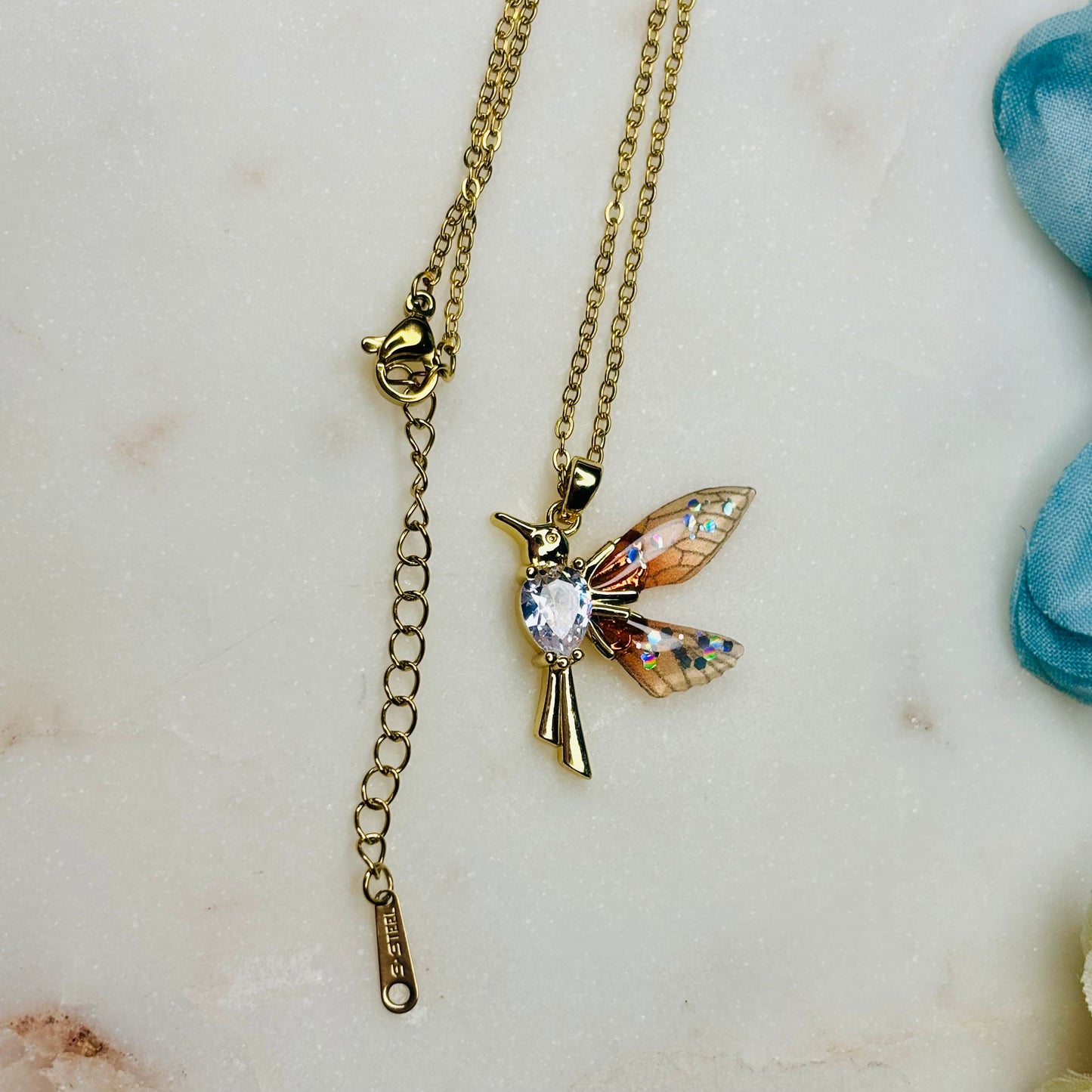 Golden Hummingbird Necklace