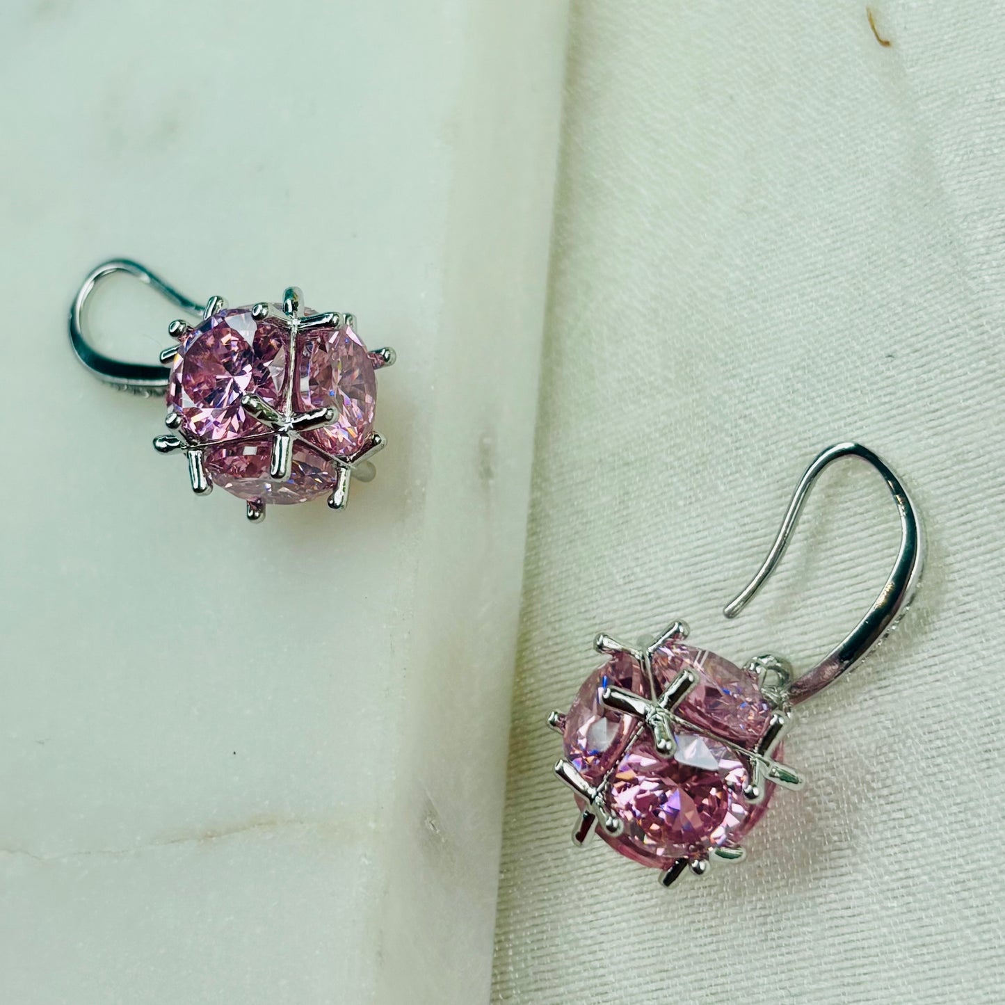 Pink Crystal Danglers