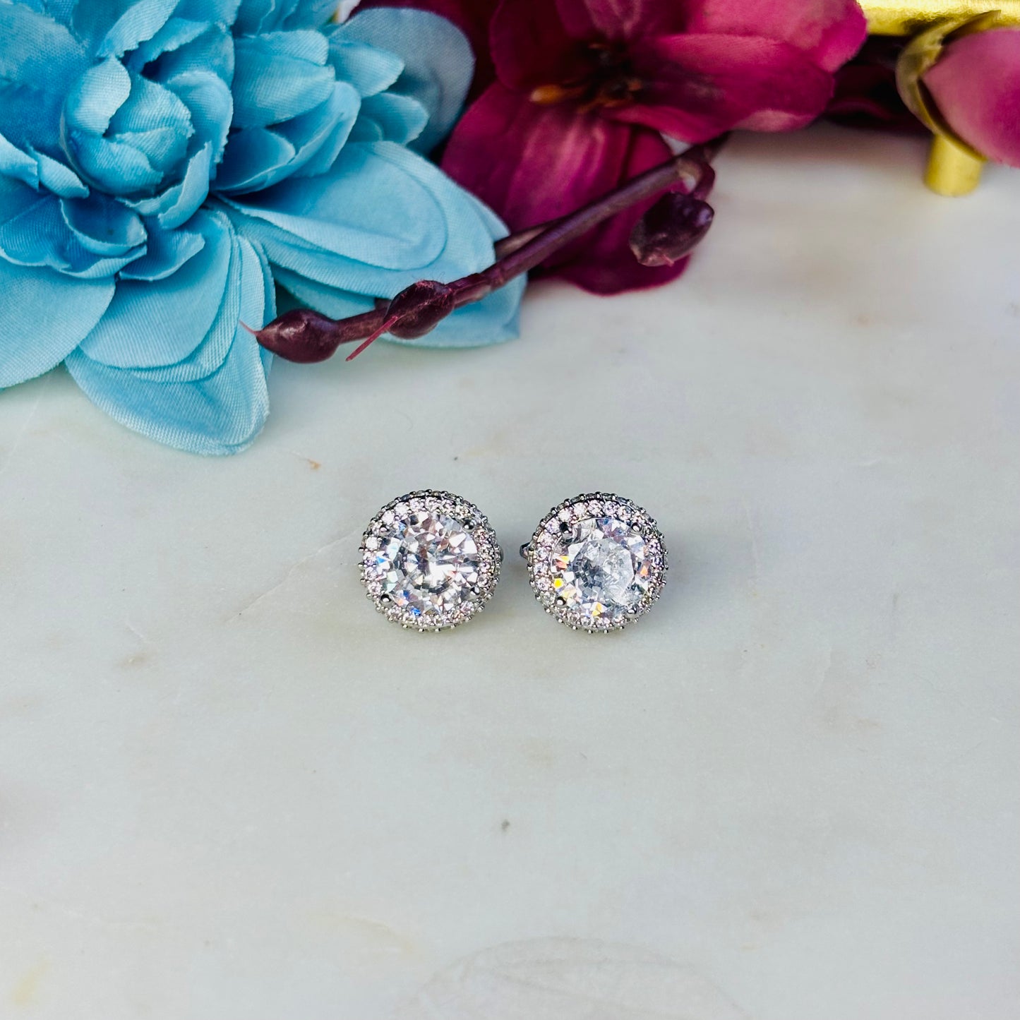 Classic Silver Halo Studs