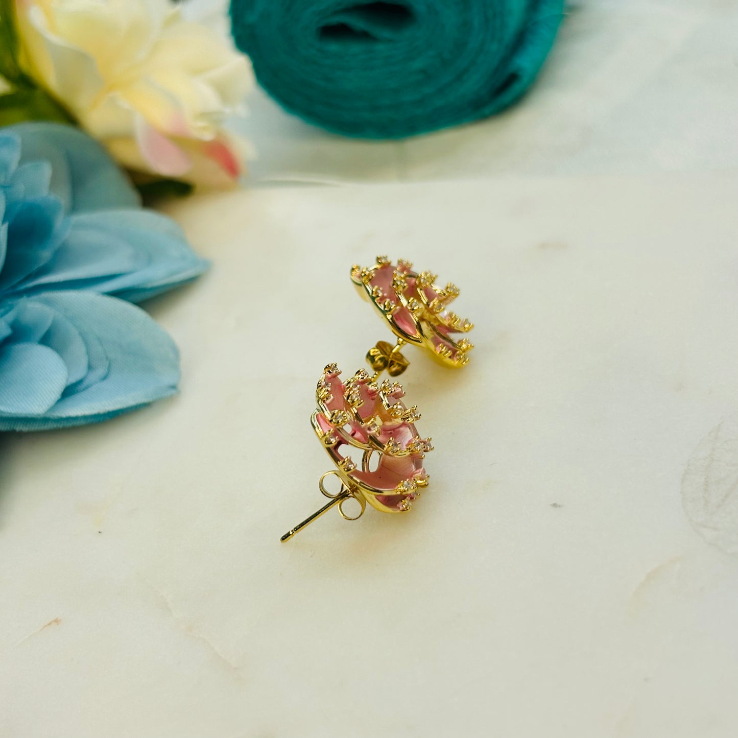 Peach Rose Diamond Studs