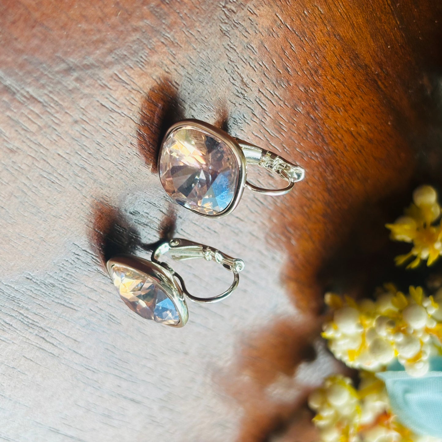 Crystal Peach Stud-Hoops