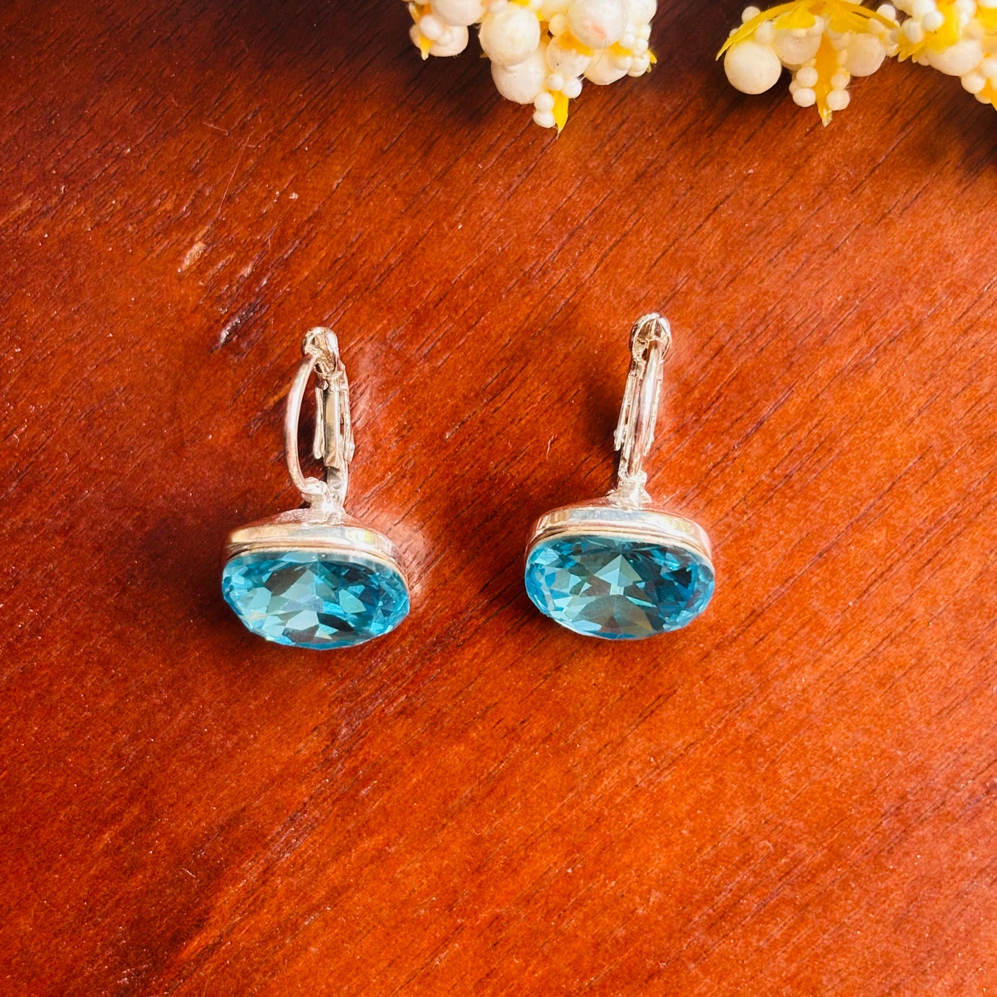 Aqua Crystal Stud-Hoops