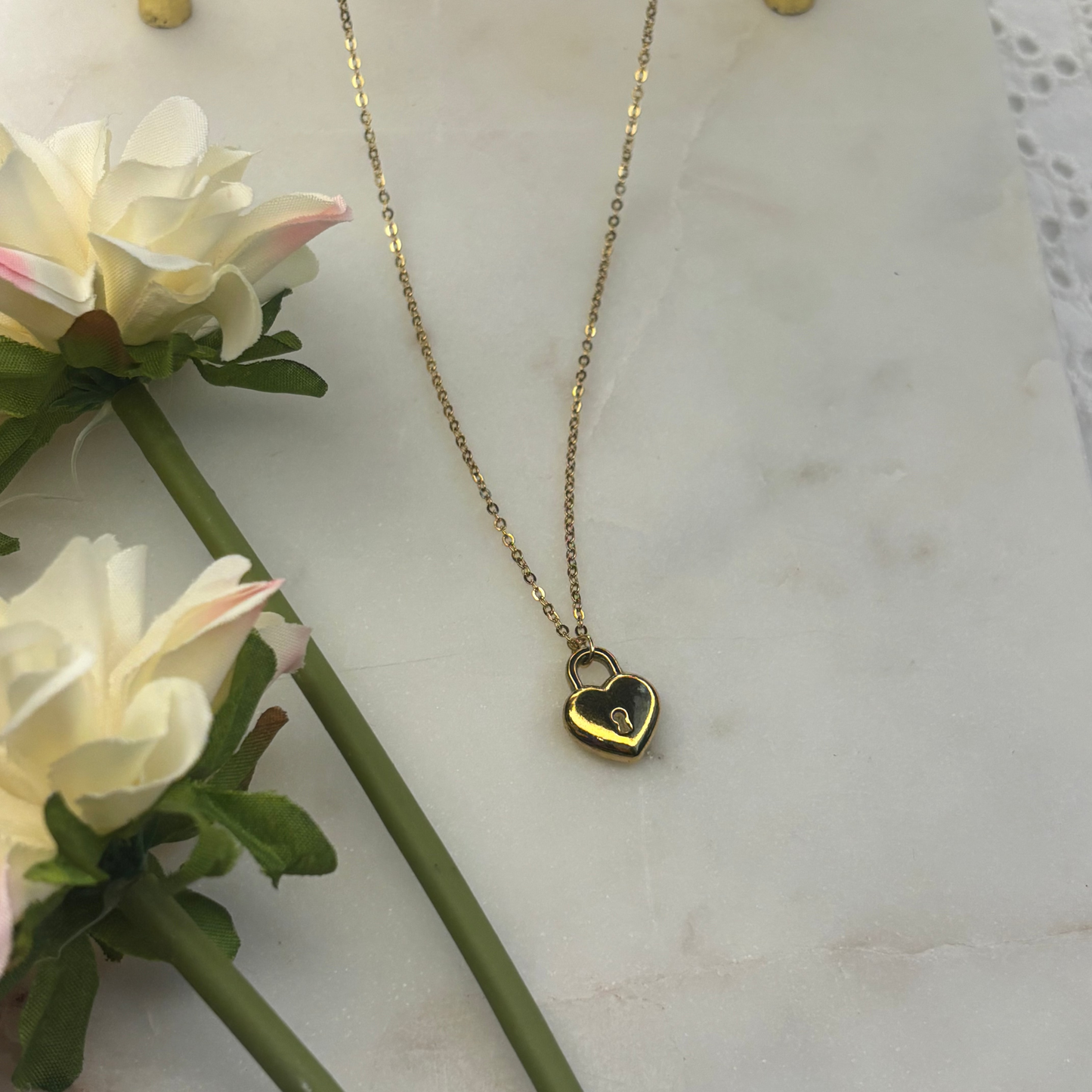 Gold Heart-Lock Necklace