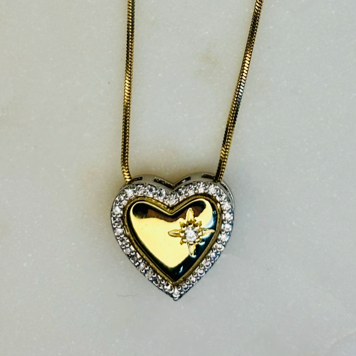 Dual-Tone Heart Necklace