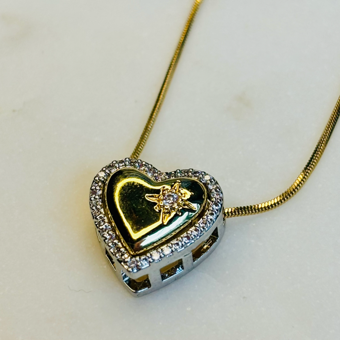 Dual-Tone Heart Necklace