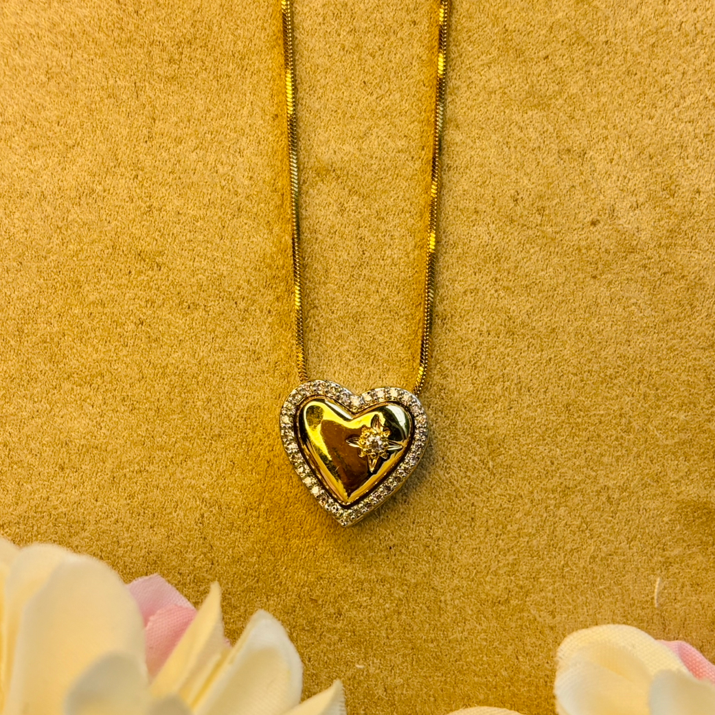 Dual-Tone Heart Necklace