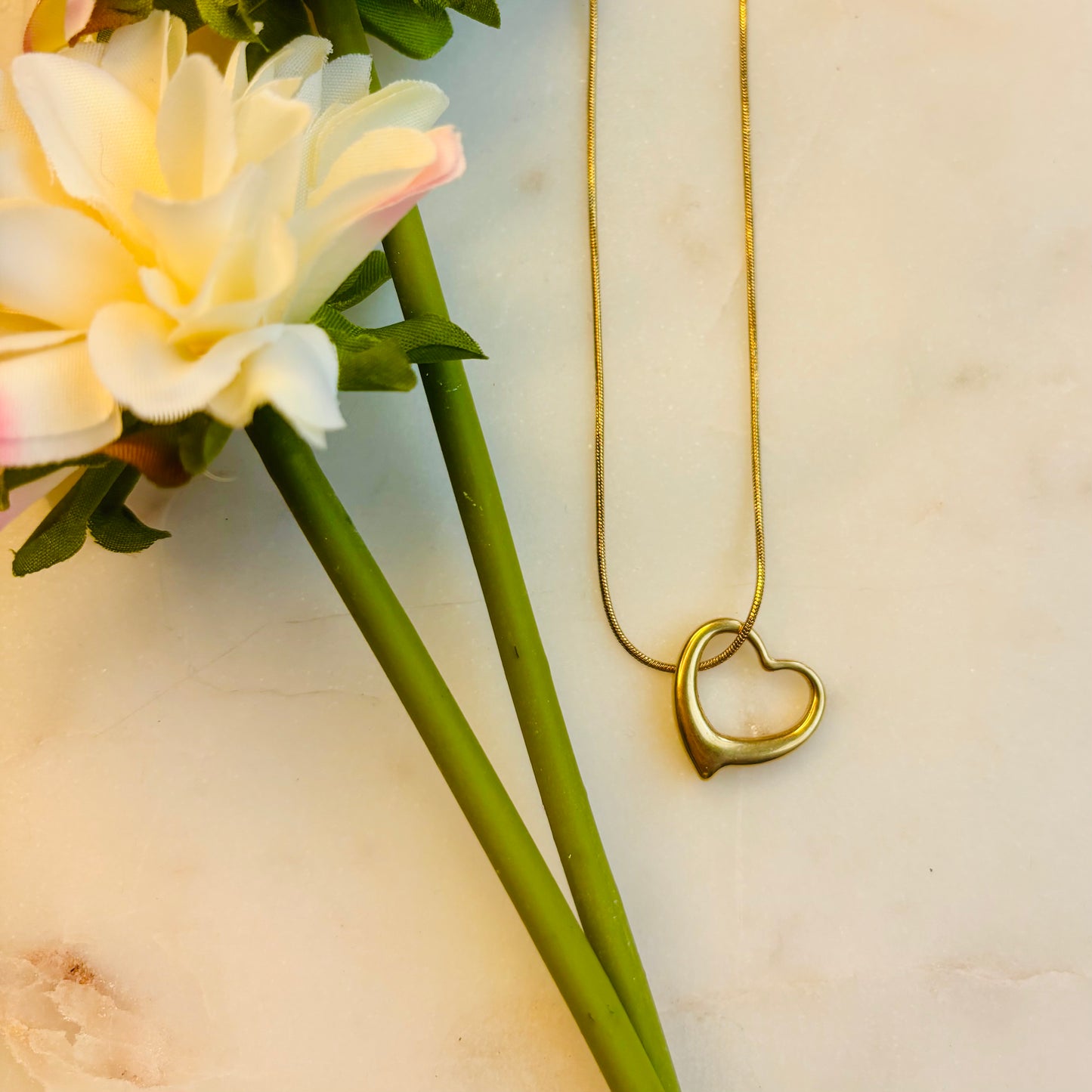 Golden Heart Framed Necklace