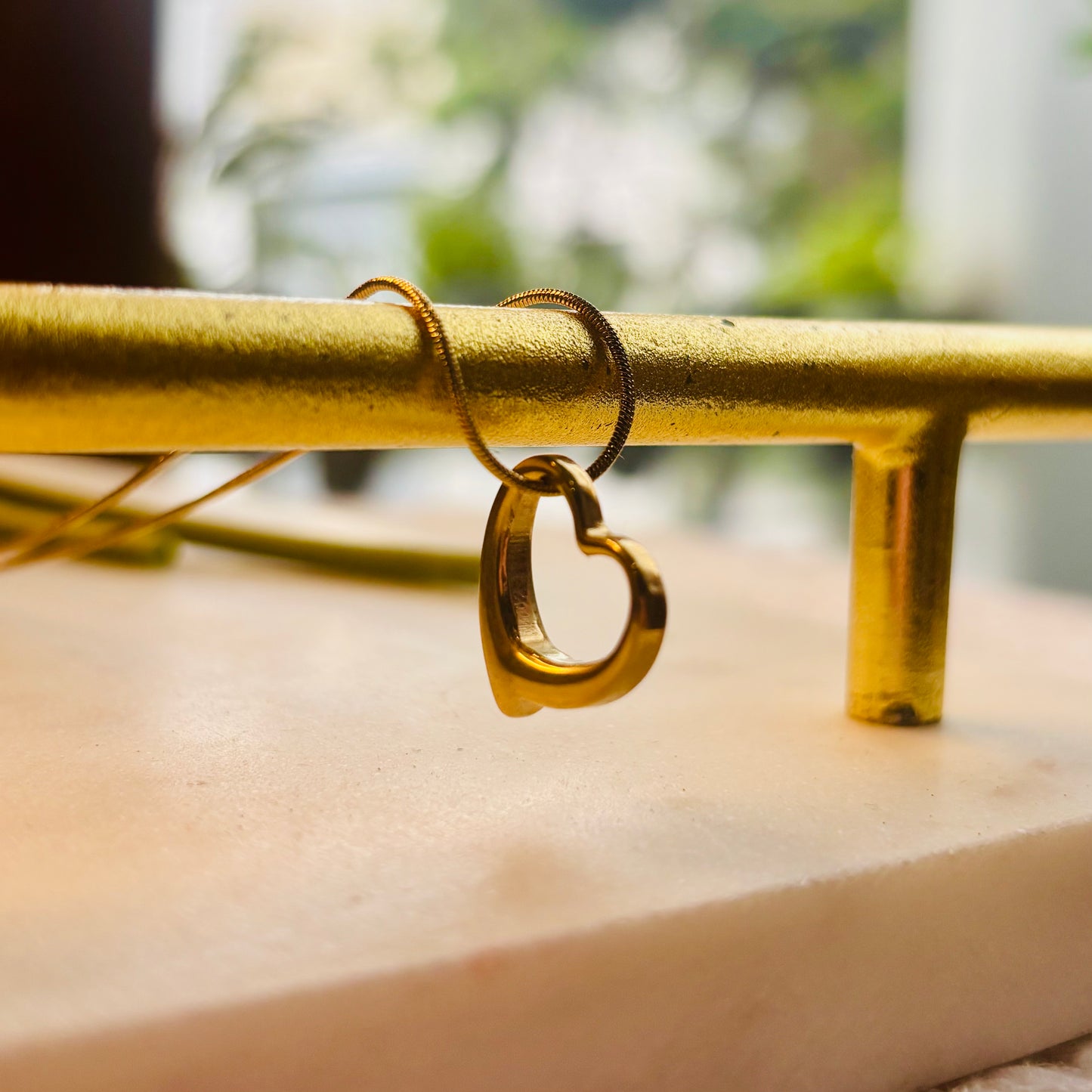 Golden Heart Framed Necklace