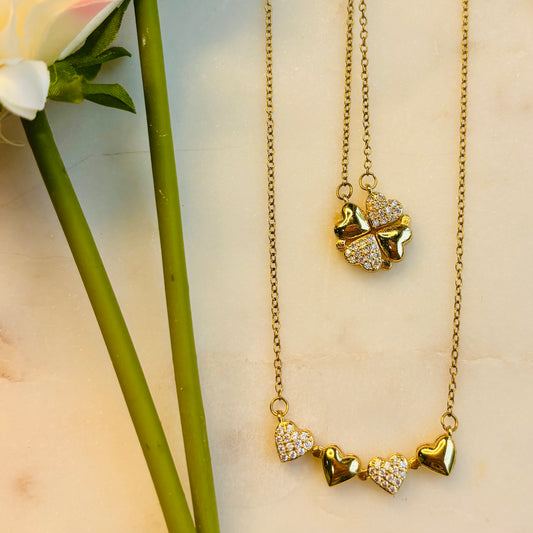 Magnetic Clover Hearts Necklace