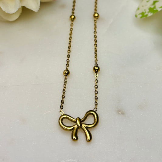 Gold Bow Necklace