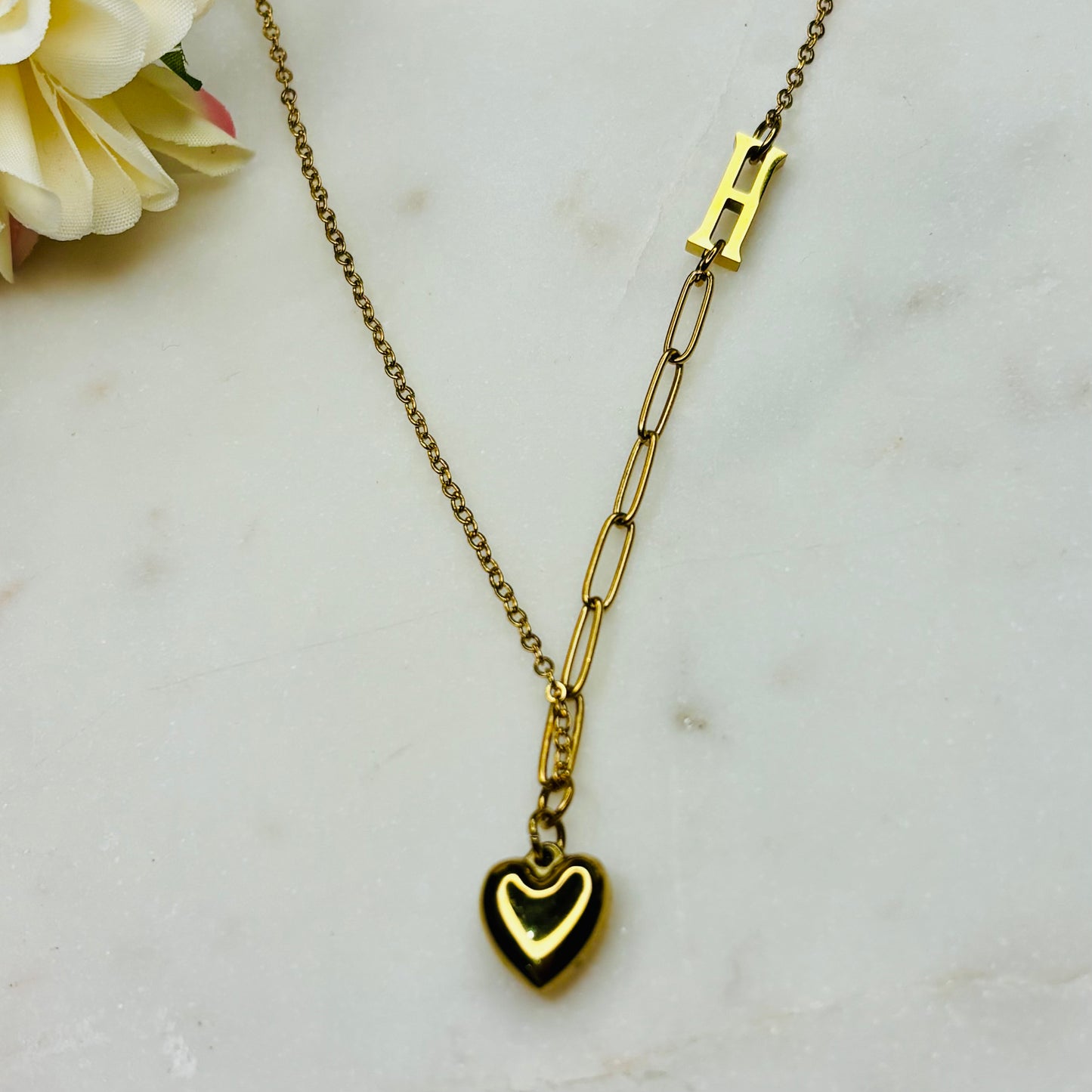 Gold Heart Link Necklace