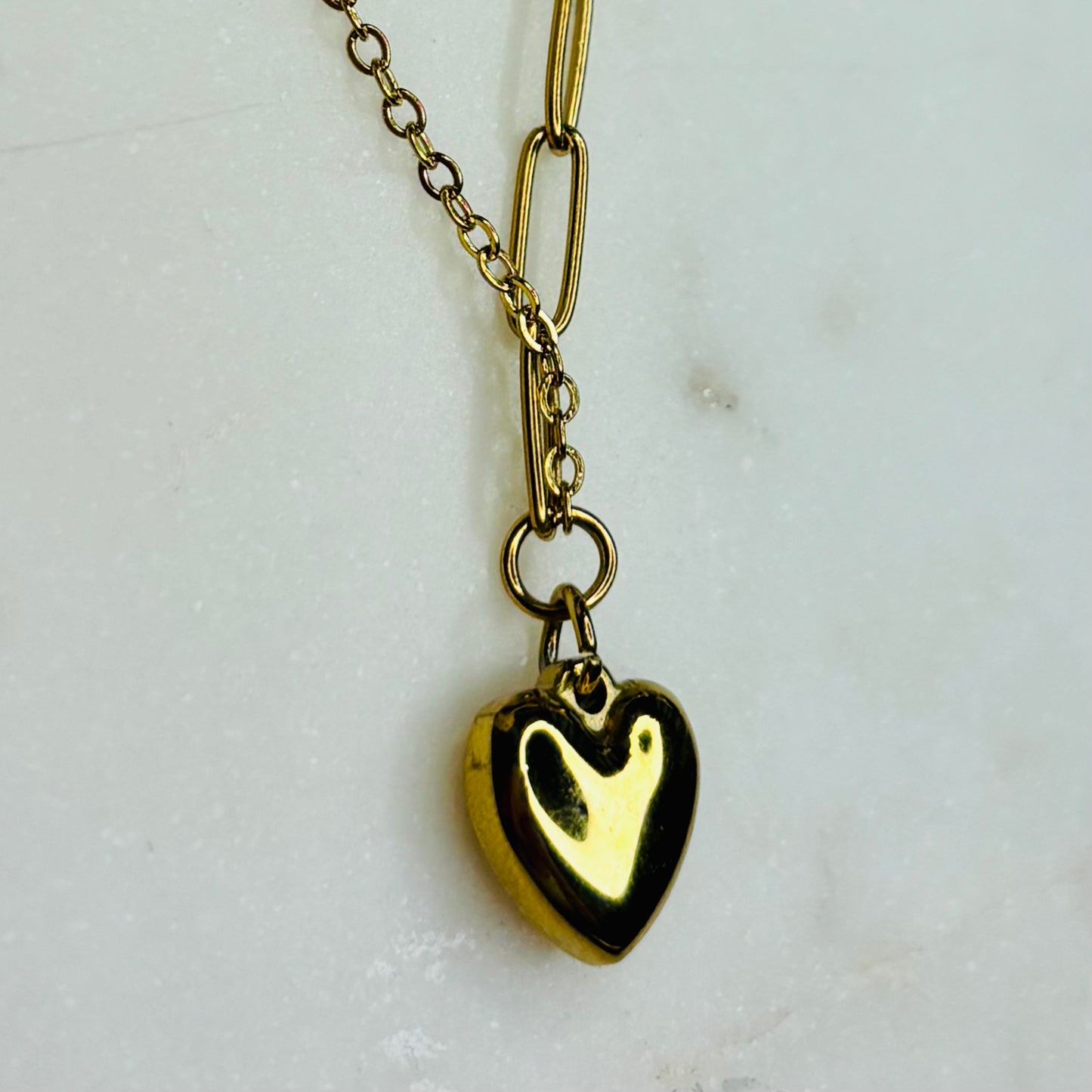 Gold Heart Link Necklace
