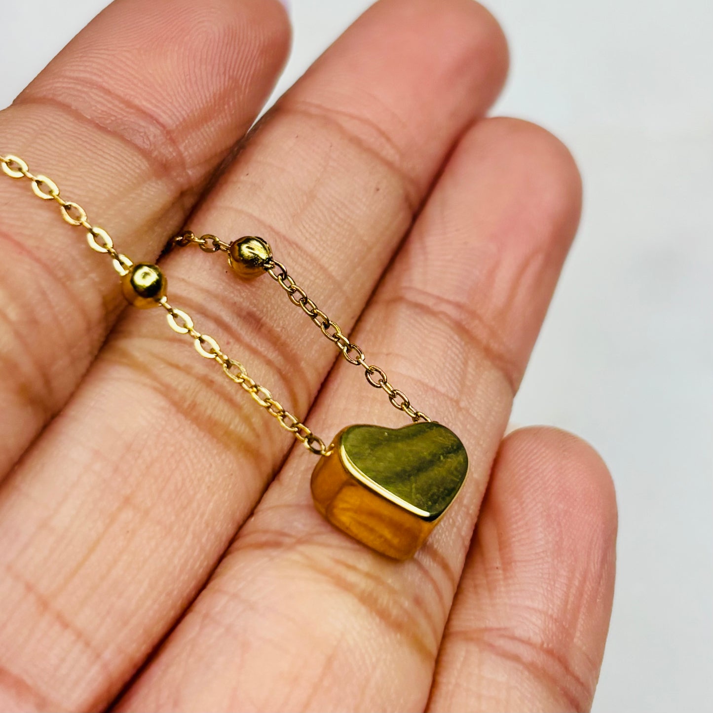 Gold Puff Heart Necklace