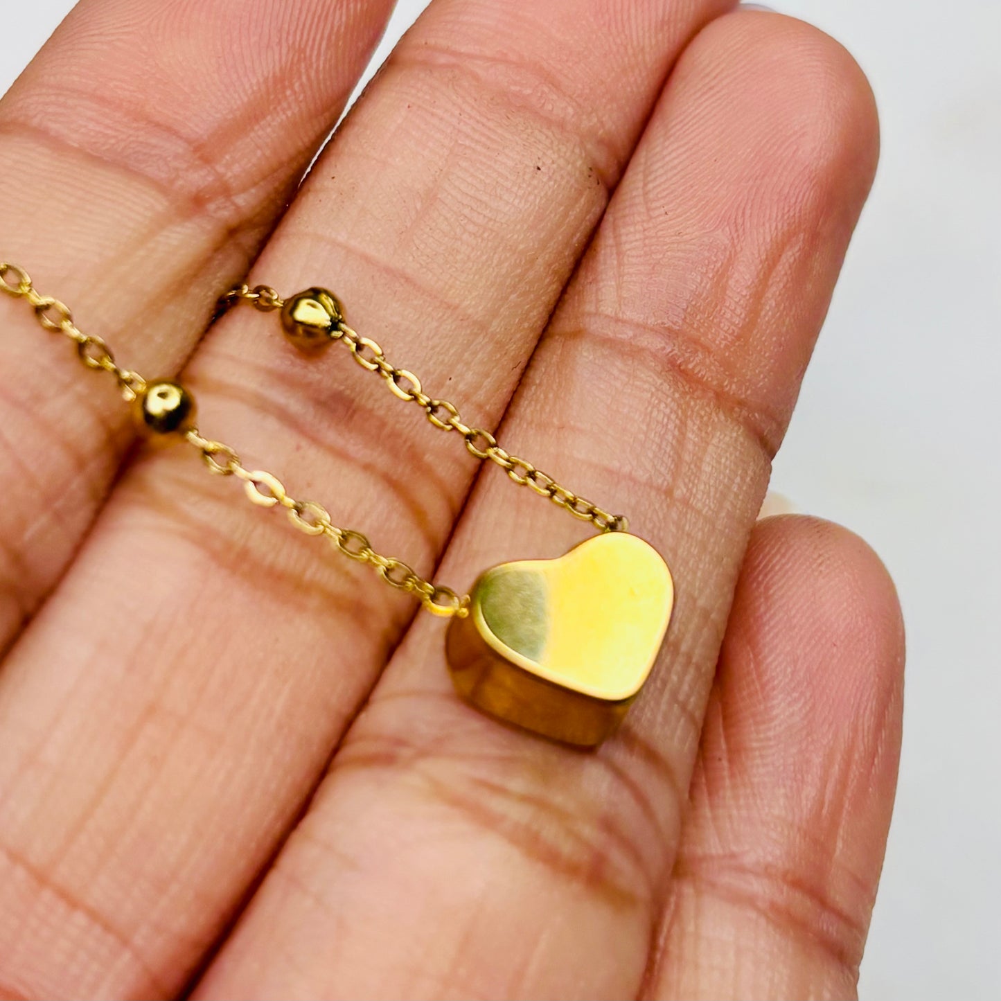 Gold Puff Heart Necklace