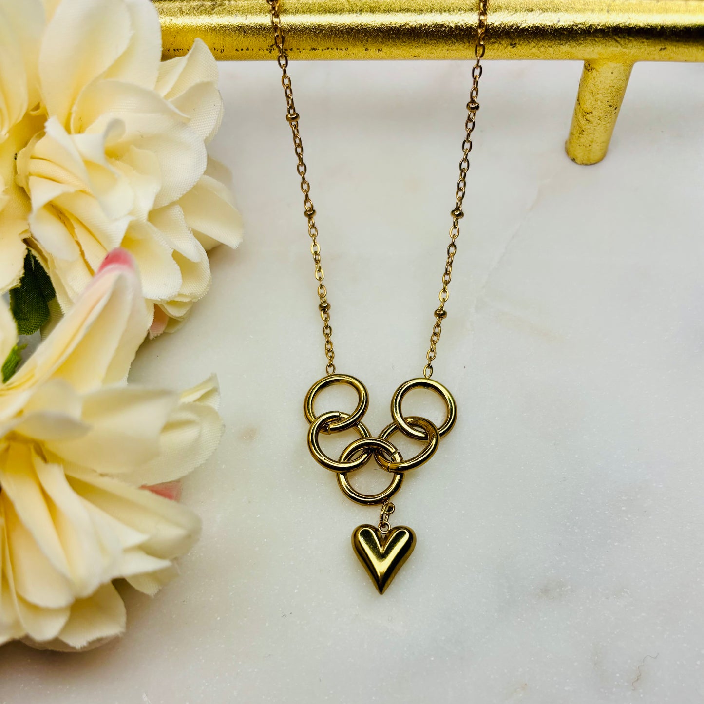 Golden Heart-Hoops Necklace