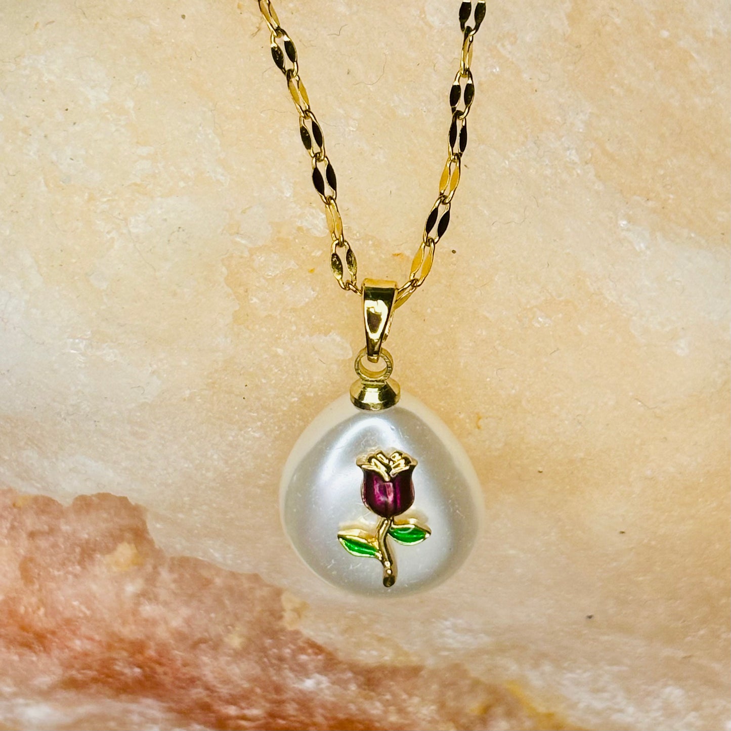 Flower on Pearl Necklace