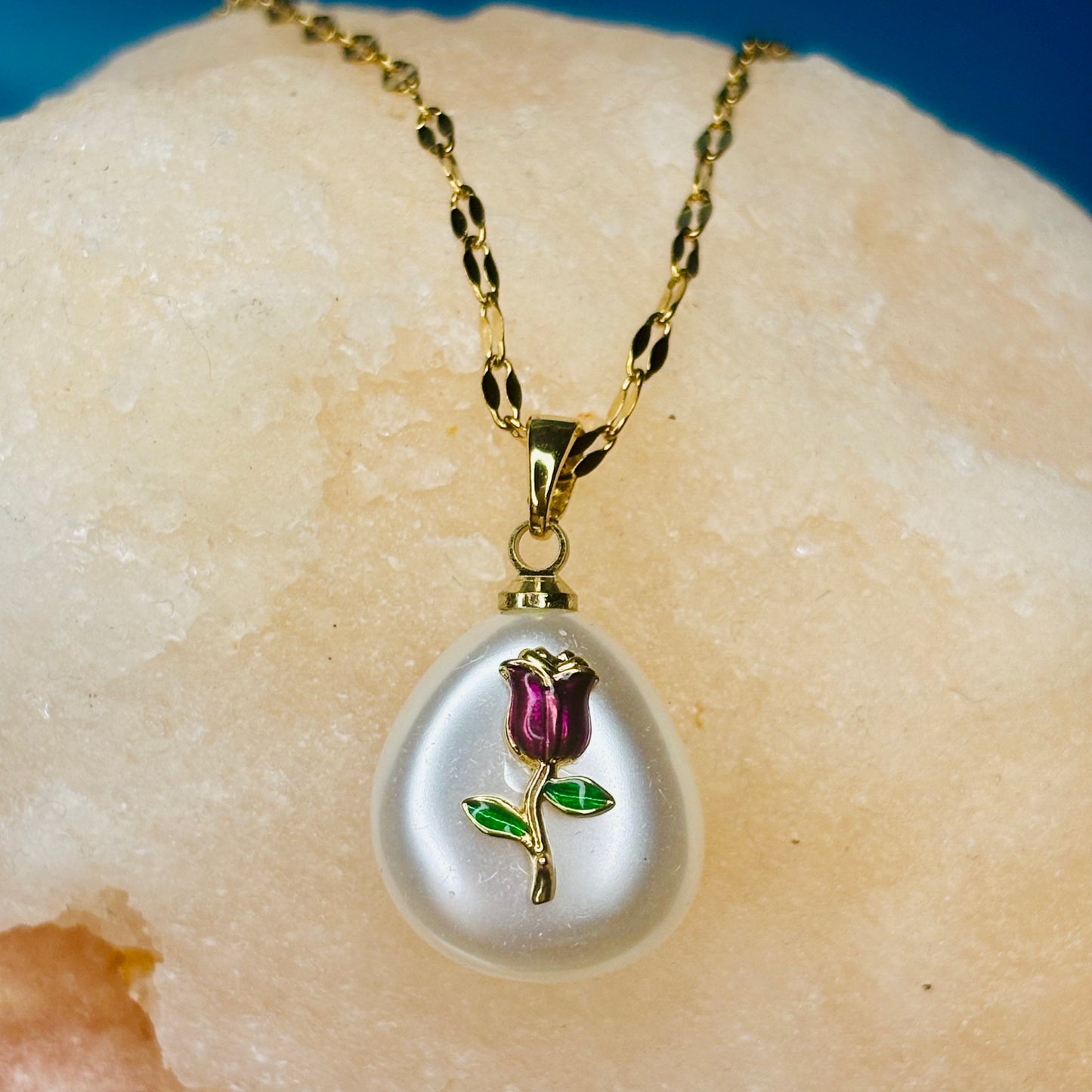 Flower on Pearl Necklace