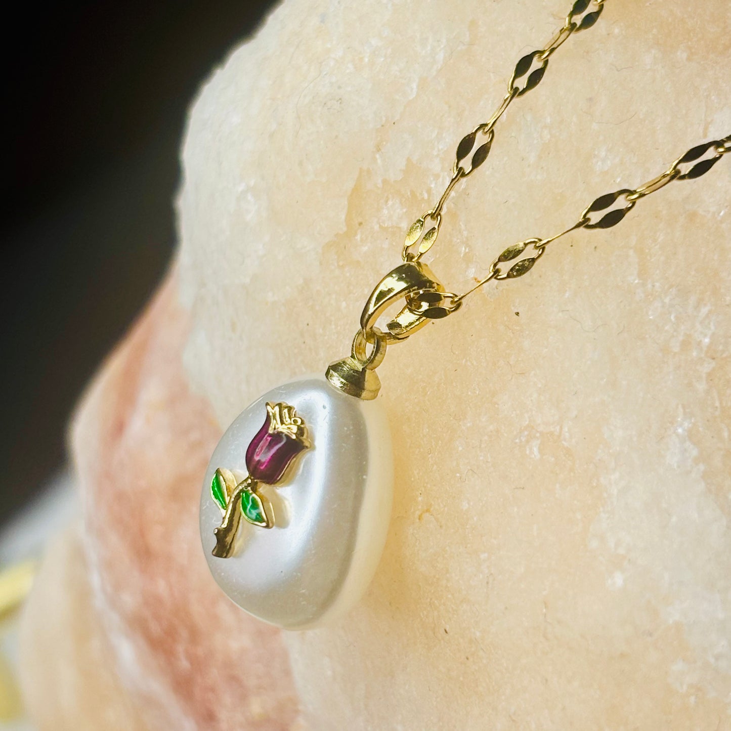 Flower on Pearl Necklace