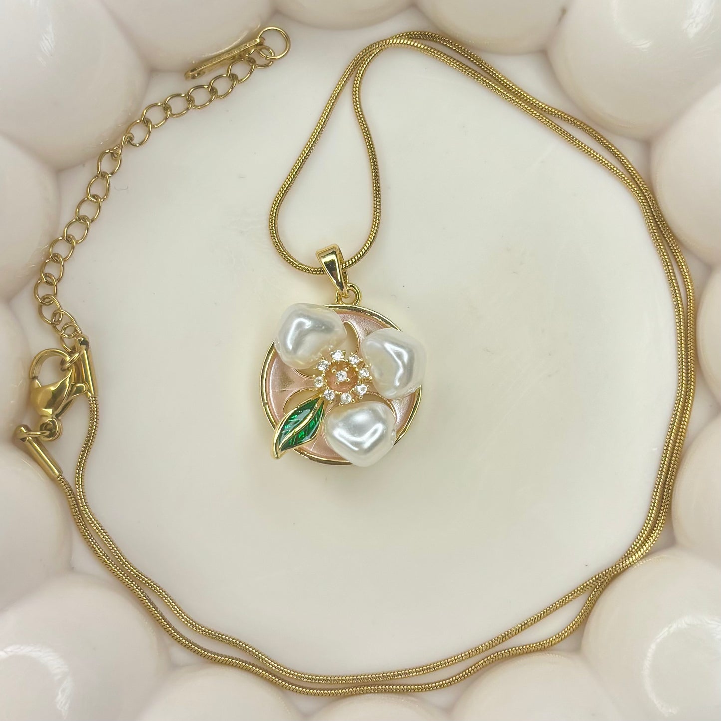 Pearl Heart-Petal Necklace