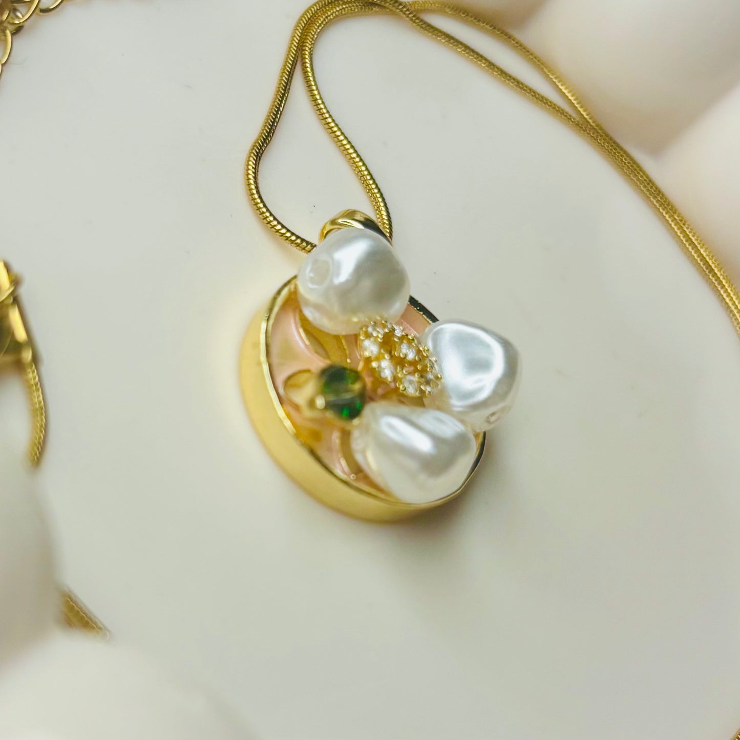 Pearl Heart-Petal Necklace