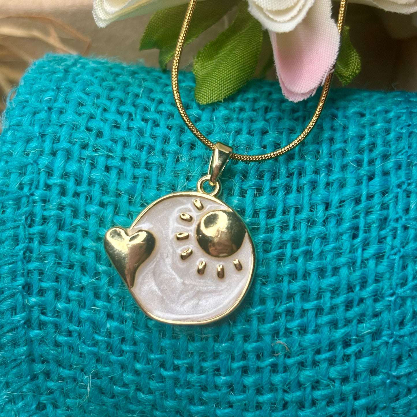 Enamel Sun-Heart Necklace