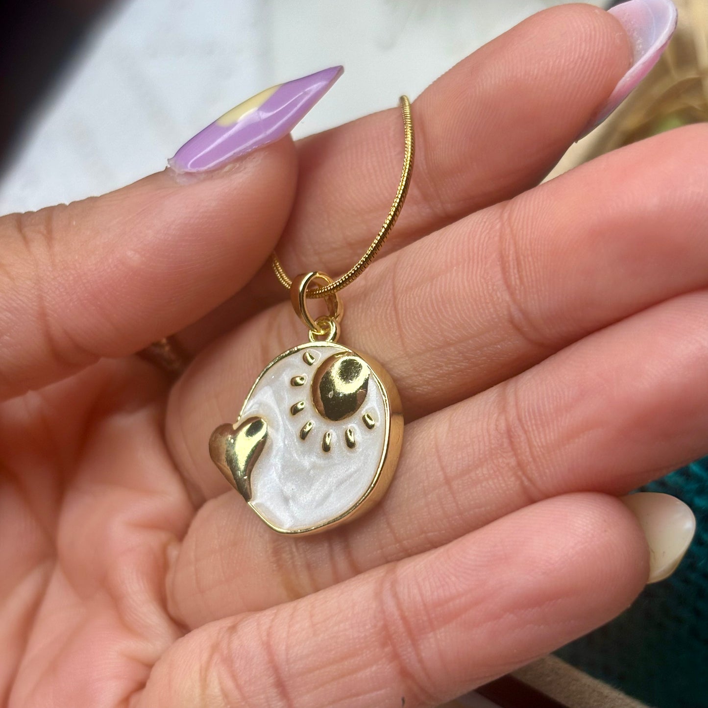 Enamel Sun-Heart Necklace