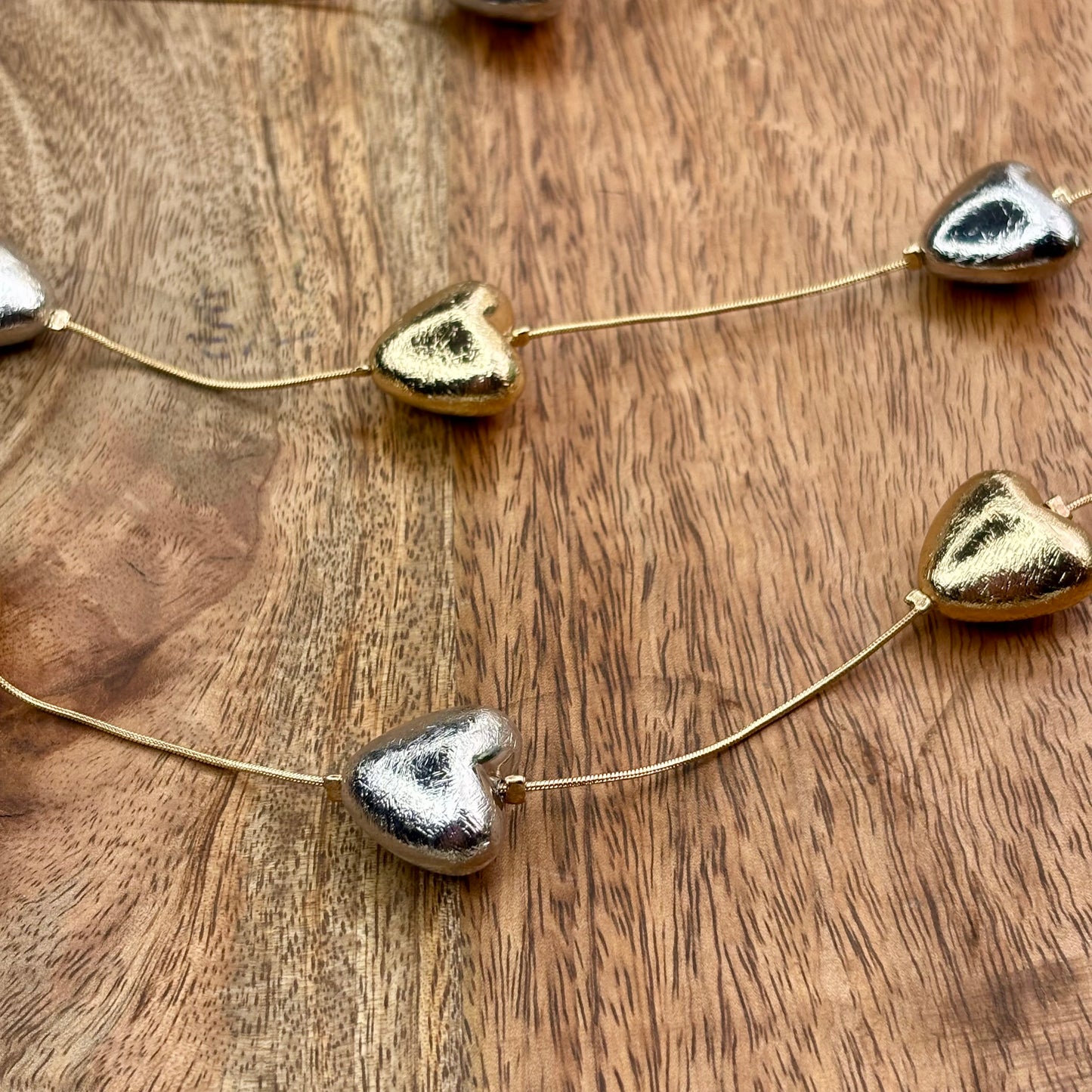 Dual-Tone Floating-Hearts Necklace