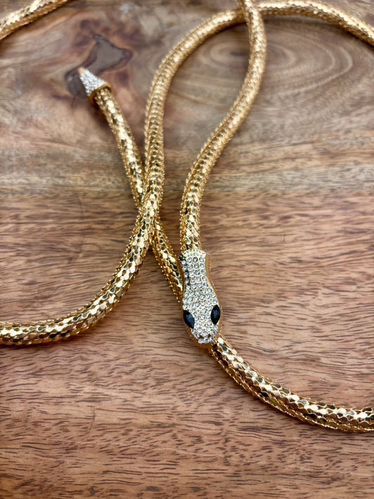 Golden Serpent Magnetized Tie Necklace