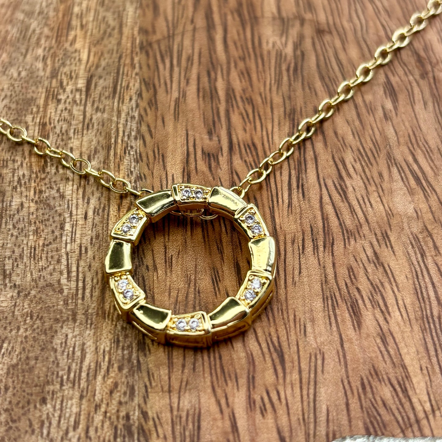Pave Circle Triple-Layered Necklace