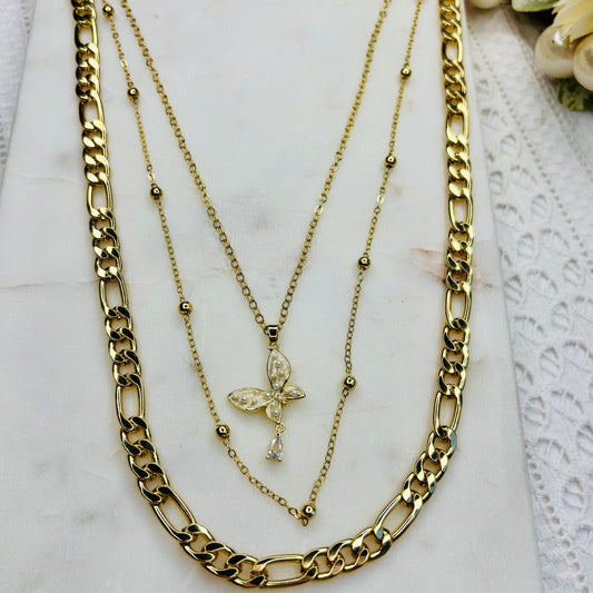 Golden Monarch Layered Necklace