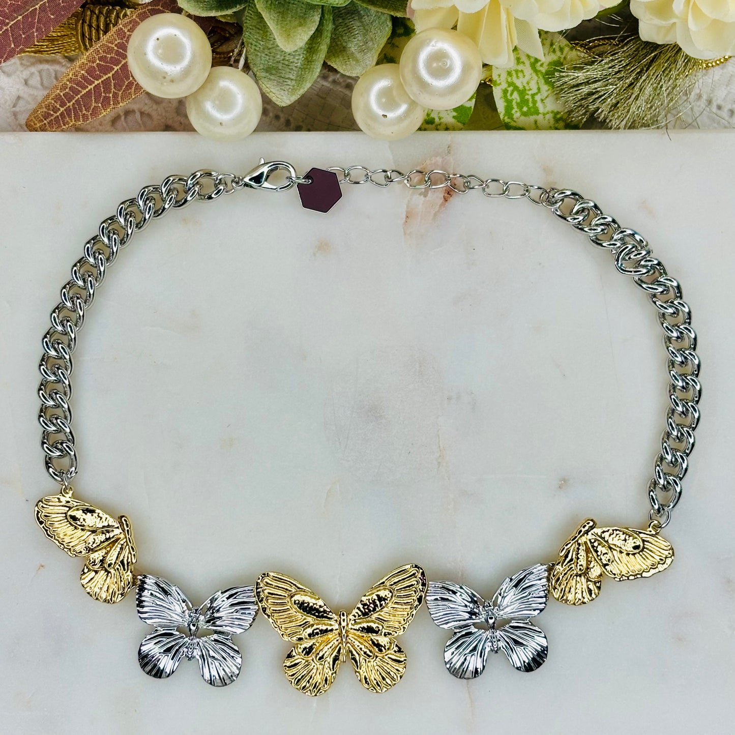Two-Tone Butterfly Necklace
