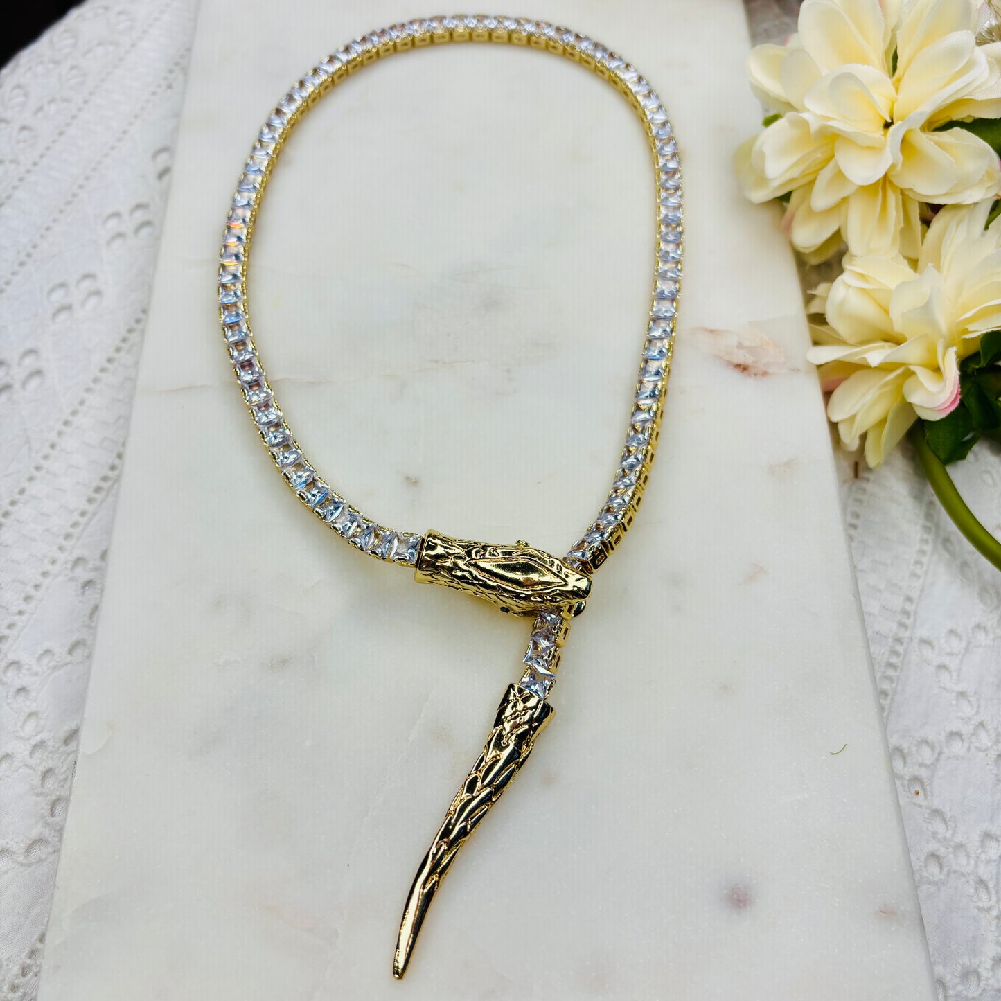 Golden Serpent Statement Necklace