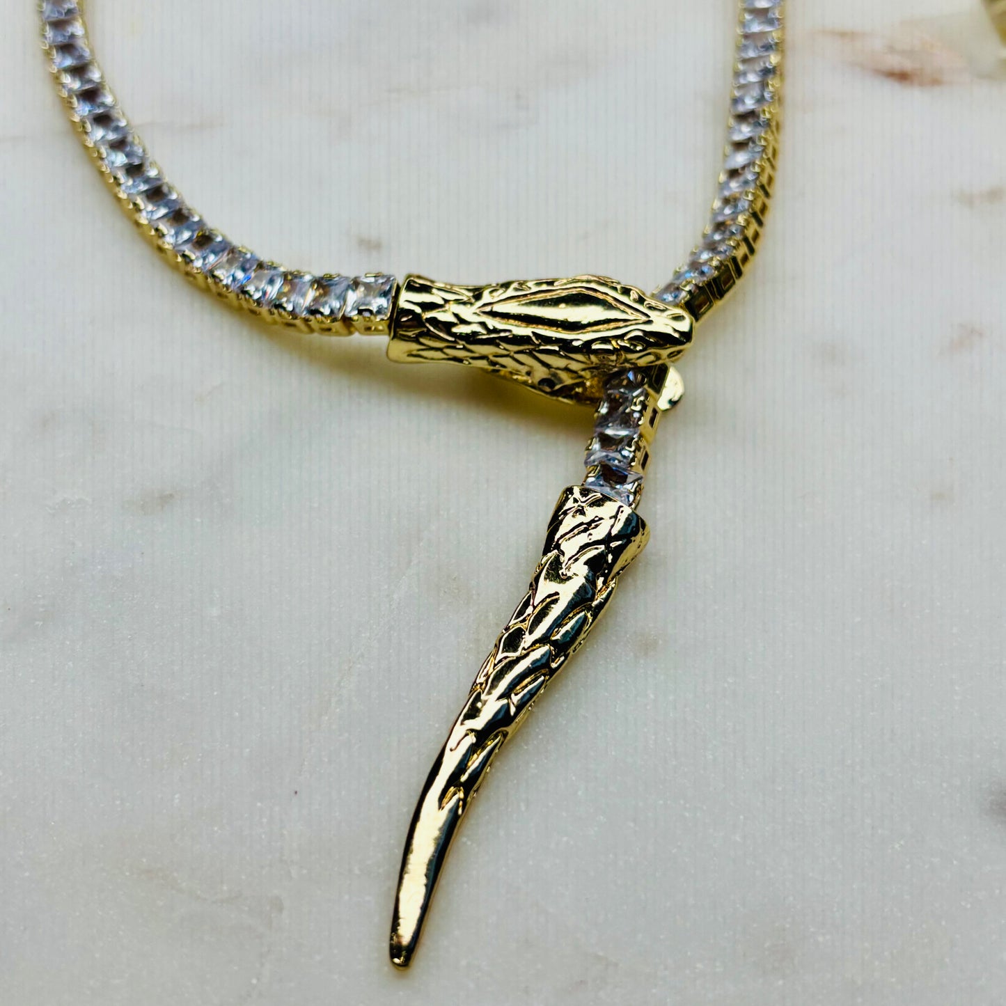 Golden Serpent Statement Necklace